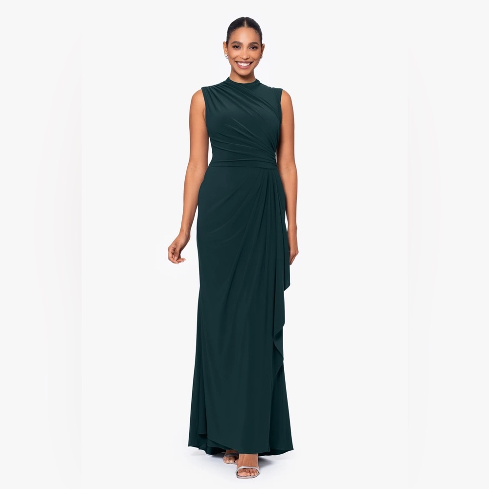 NWT Betsy & Adam "Patricia" Long Jersey Knit Ruffle Sleeveless Dress Sz 4